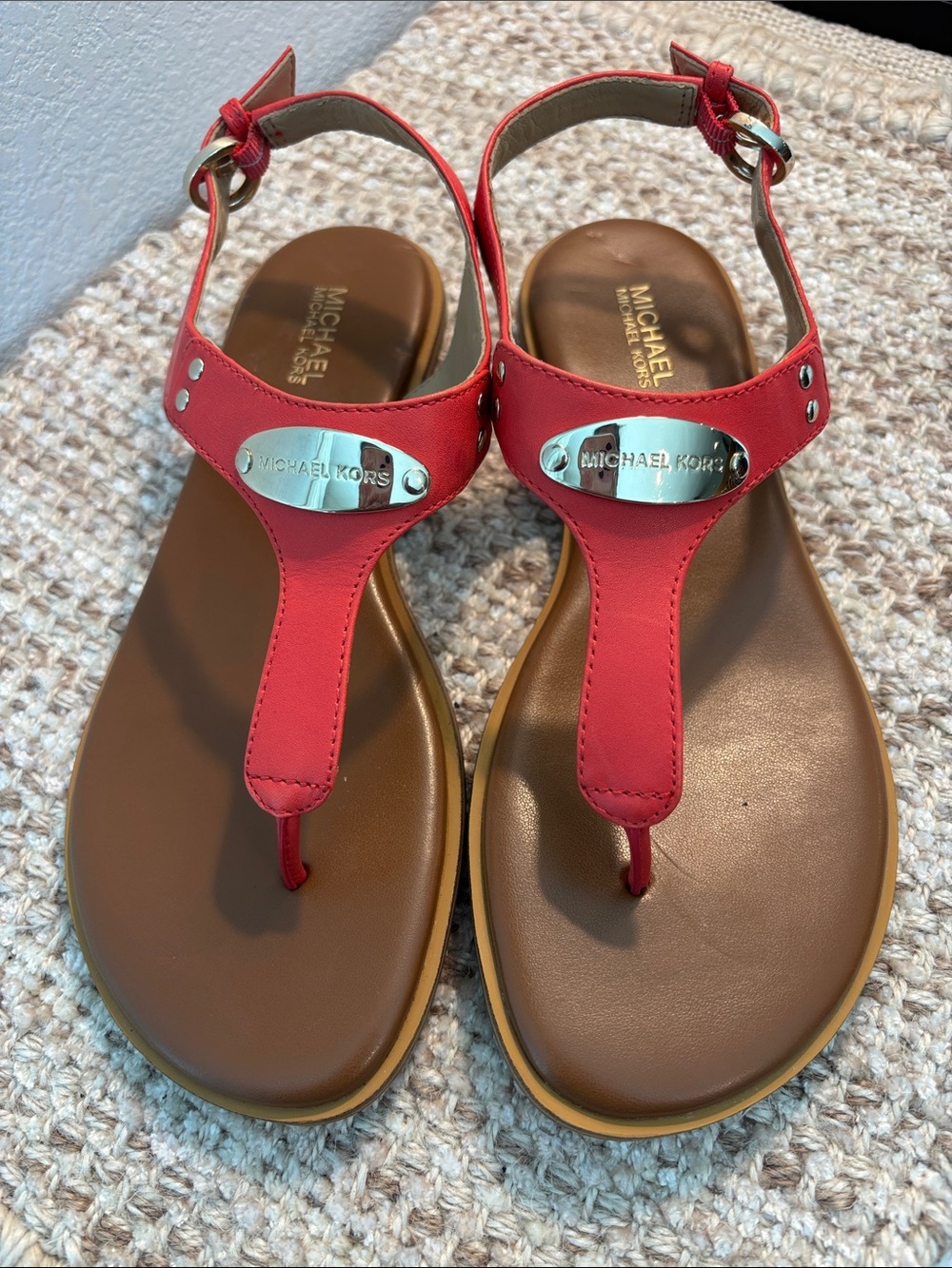 Michael Kors Women's T-Strap Leather Sandals
